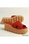 Hermes Eze 30 Cork Platform Sandals in Piment Suede Leather Replica
