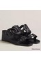 Hermes Figari 55mm Wedge Sandals In Black Nappa Leather Replica
