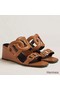 Hermes Figari 55mm Wedge Sandals In Brown Nappa Leather Replica