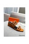 Hermes Figari 55mm Wedge Sandals In Brown Nappa Leather Replica