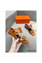 Hermes Figari 55mm Wedge Sandals In Brown Nappa Leather Replica