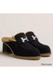 Hermes Flore 60 Mules in Black Suede with Shearling Replica