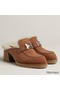 Hermes Flore 60 Mules in Brown Suede with Shearling Replica