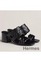 Hermes Gaby Sandals 60mm in Black Nappa Leather Replica