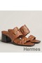 Hermes Gaby Sandals 60mm in Brown Nappa Leather Replica