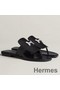 Hermes Galerie Sandals In Black Calfskin Replica