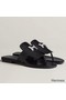 Hermes Galerie Sandals In Black Calfskin Replica