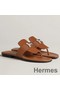 Hermes Galerie Sandals In Brown Calfskin Replica