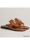 Hermes Galerie Sandals In Brown Calfskin Replica