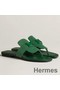 Hermes Galerie Sandals In Green Suede Leather Replica