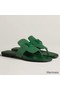 Hermes Galerie Sandals In Green Suede Leather Replica
