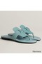 Hermes Galerie Sandals In Vert D'eau Suede Leather Replica