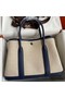Hermes Garden Party 30 Handmade Bag in Toile and Blue Leather Replica