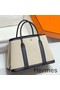 Hermes Garden Party 30cm Bag in Toile and Black Leather Replica