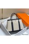 Hermes Garden Party 30cm Bag in Toile and Black Leather Replica