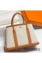 Hermes Garden Party 30cm Bag in Toile and Gold Leather Replica