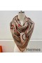 Hermes Grey/Orange Panoplie Equestre Eyeliner Shawl 140 Replica