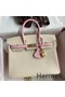 Hermes HSS Birkin 25 Bicolor Bag in Craie and Pink Chevre Mysore Leather Replica
