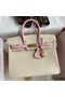 Hermes HSS Birkin 25 Bicolor Bag in Craie and Pink Chevre Mysore Leather Replica