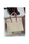 Hermes HSS Birkin 25 Bicolor Bag in Craie and Pink Chevre Mysore Leather Replica