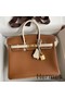 Hermes HSS Birkin 25 Bicolor Bag in Gold and Craie Clemence Leather Replica