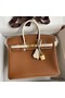 Hermes HSS Birkin 25 Bicolor Bag in Gold and Craie Clemence Leather Replica