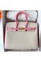 Hermes HSS Birkin 25 Sellier Bag in Craie and Rose Confetti Epsom Calfskin Replica