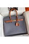 Hermes HSS Birkin 35 Bicolor Bag in Gris Agate and Gold Ostrich Leather Replica