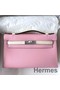 Hermes HSS Kelly Pochette Bicolor Bag in Pink and Craie Swift Calfskin Replica