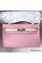 Hermes HSS Kelly Pochette Bicolor Bag in Pink and Craie Swift Calfskin Replica