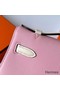 Hermes HSS Kelly Pochette Bicolor Bag in Pink and Craie Swift Calfskin Replica