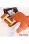 Hermes H Belt Buckle & Orange 32mm Clemence Strap Replica