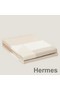 Hermes H Drapeau Blanket in Naturel and Grege Cashmere Replica