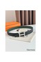 Hermes H Guillochee Reversible Belt 32MM in Green and Black Epsom Calfskin Replica