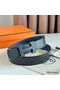 Hermes H Reversible 32MM Belt with Matte Buckle in Blue Clemence Leather Replica