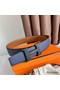 Hermes H Reversible 38MM Belt with matte Buckle in Blue and Gold Epsom Leather Replica