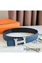 Hermes H Reversible Belt 32MM in Blue Clemence Leather Replica