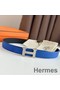 Hermes H Reversible Belt 32MM in Blue and Black Epsom Leather Replica