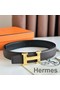 Hermes H Reversible Belt 32MM in Chocolate Clemence Leather Replica