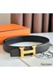 Hermes H Reversible Belt 32MM in Chocolate Clemence Leather Replica