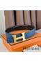 Hermes H Reversible Belt 38MM in Blue Clemence Leather Replica