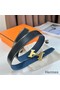 Hermes H Reversible Belt 38MM in Blue Clemence Leather Replica