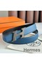 Hermes H Speed Reversible Belt 32MM in Blue Jean Clemence Leather Replica