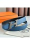 Hermes H Speed Reversible Belt 32MM in Blue Jean Clemence Leather Replica