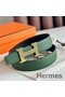 Hermes H Striee Reversible Belt 32MM in Green and Black Epsom Calfskin Replica
