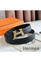 Hermes H Take Off Reversible Belt 32MM in Black Clemence Leather Replica