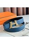 Hermes H Take Off Reversible Belt 32MM in Blue Clemence Leather Replica