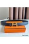 Hermes H Take Off Reversible Belt 32MM in Dark Blue Clemence Leather Replica