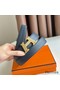 Hermes H Take Off Reversible Belt 32MM in Dark Blue Clemence Leather Replica