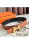 Hermes H Take Off Reversible Belt 32MM in Gold Clemence Leather Replica